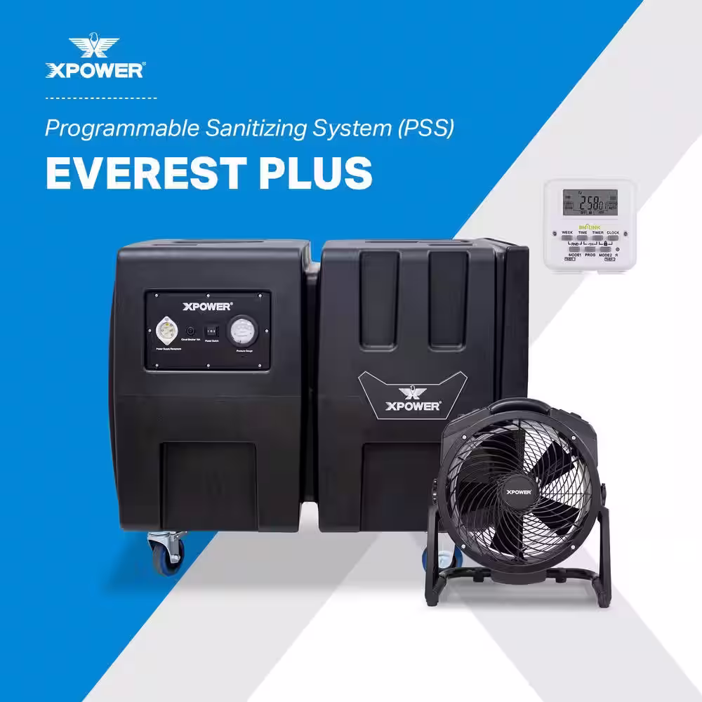 XPOWER PSS4 Everest PLUS Programmable Sanitizing System, Automatic Overnight Indoor Air Quality Solution, HEPA Air Purifier