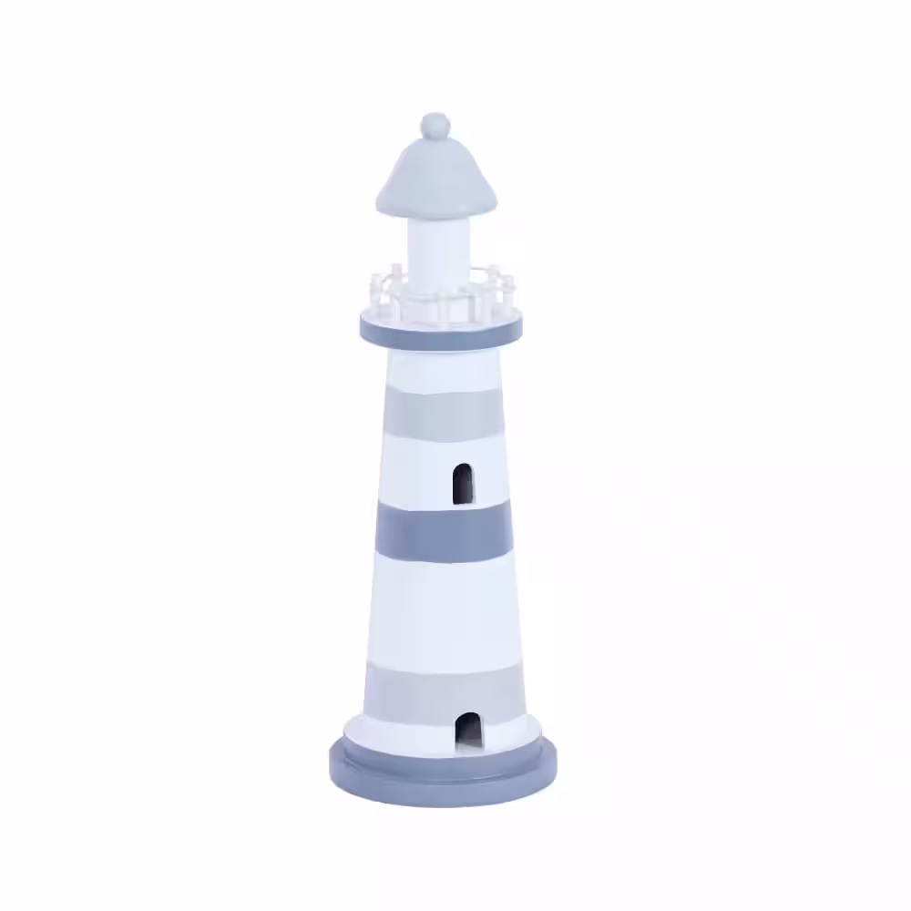 Litton Lane 13 in. x 4 in. Gray Wood Coastal Light House Sculpture