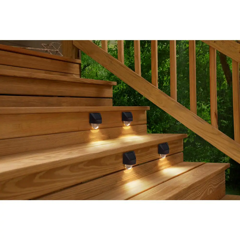 Hampton Bay 8 Lumens Bronze Integrated LED 3000K Warm White Outdoor Solar Landscape Path Light (4-Pack)