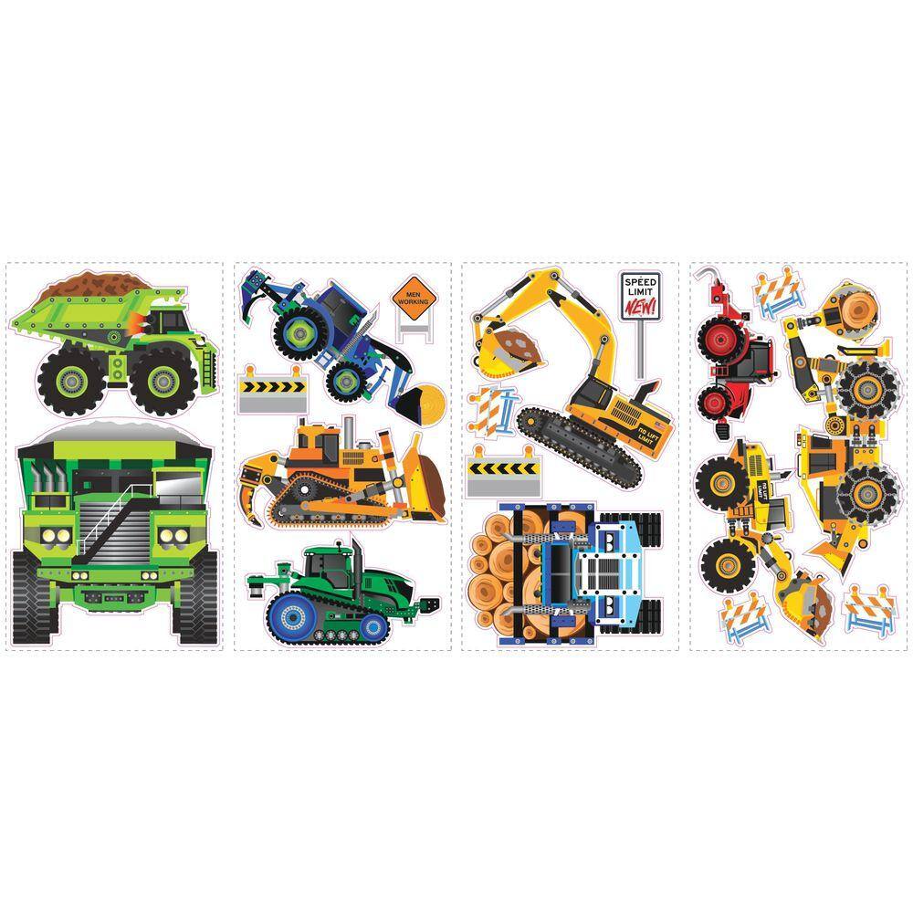 York Wallcoverings 5 in. x 11.5 in. New Speed Limit Construction Vehicles Peel and Stick Wall Decals
