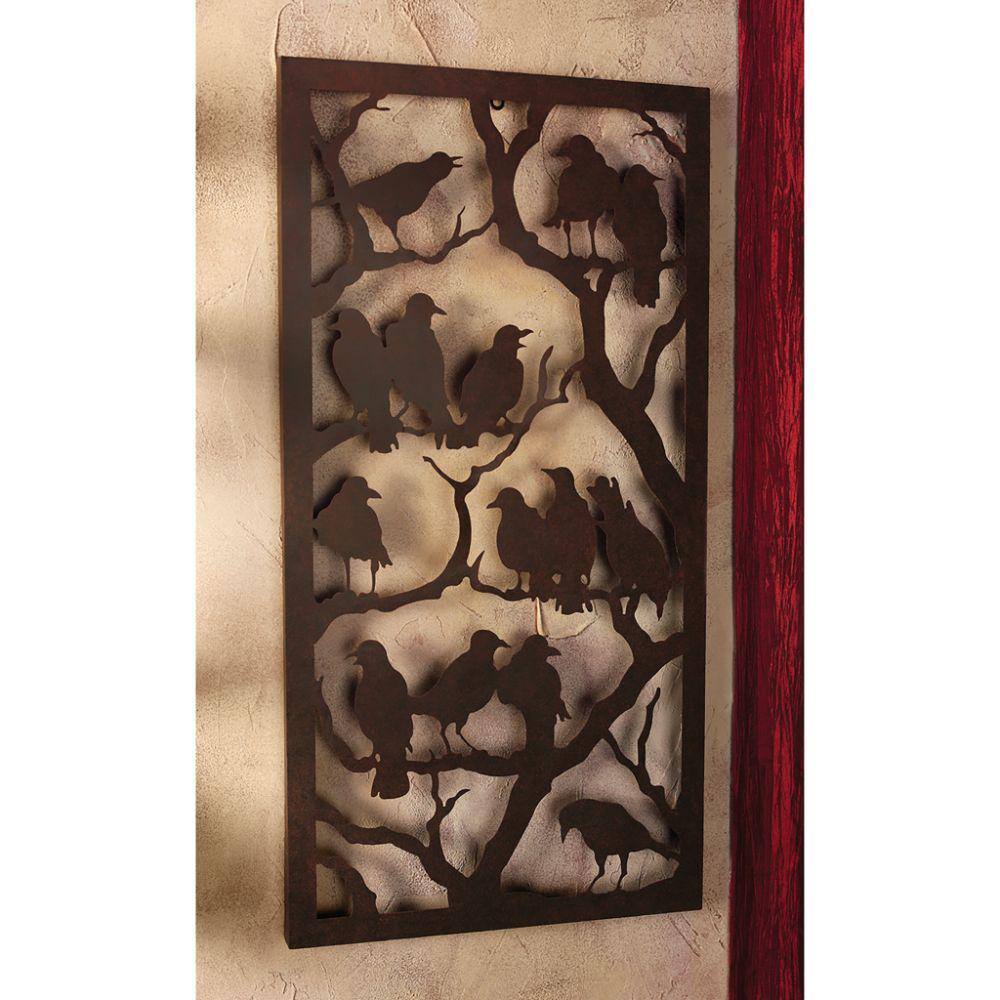 Design Toscano 36 in. x 19 in. Night of the Ravens Metal Wall Sculpture