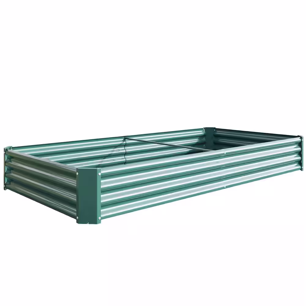 None Raised Garden Bed Kit 7.6 ft. x 3.7 ft. x 0.98 ft. Green Metal Raised Bed Garden for Flower Planters, Vegetables Herb