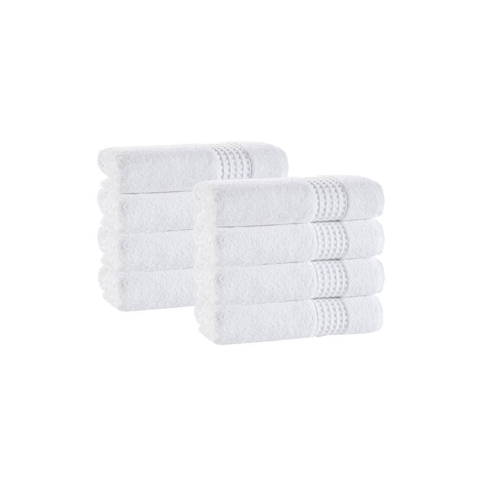 None Ela 8-Pieces White Turkish Cotton Wash Towels