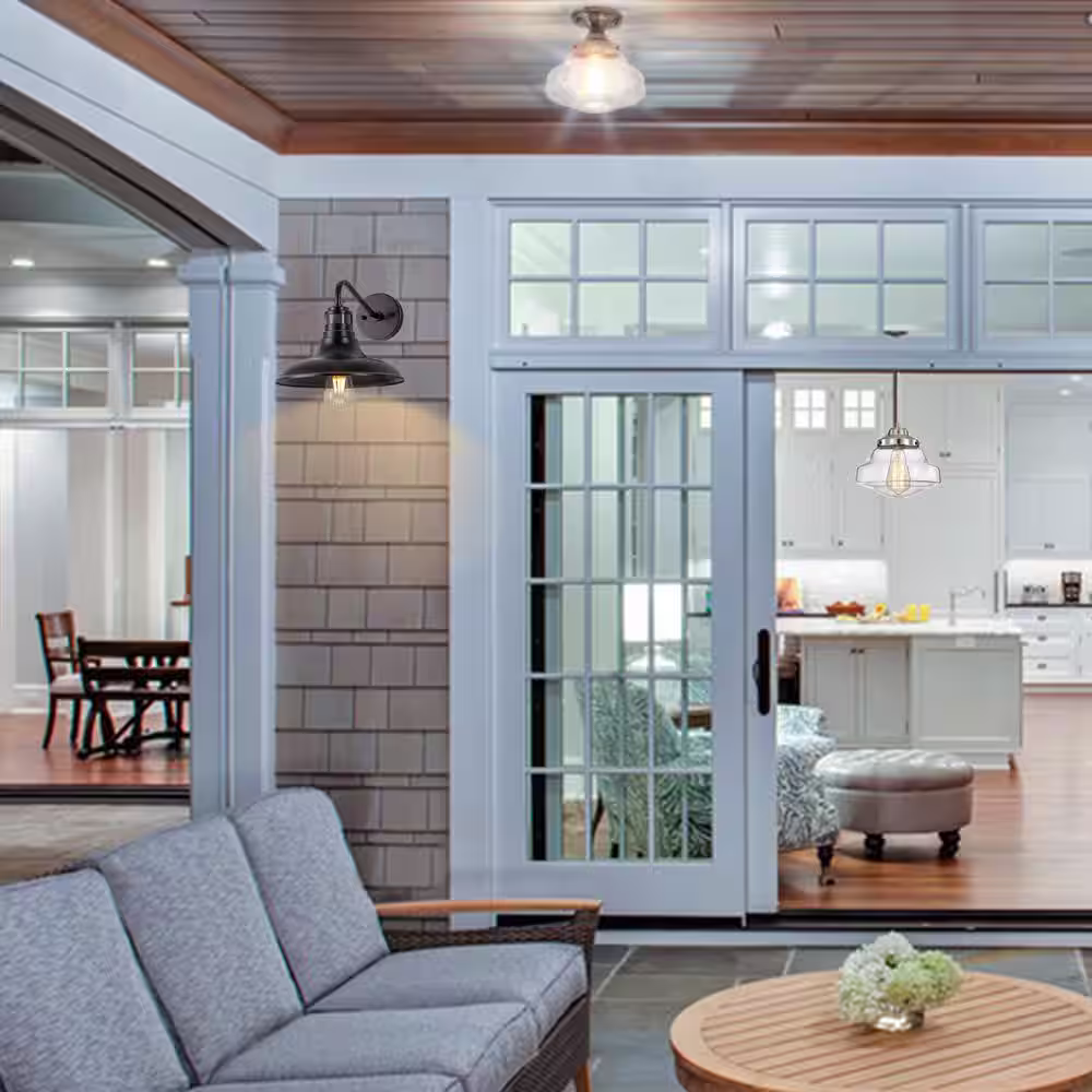 None 1-Light Black Motion Sensor Dusk to Dawn Hardwired Outdoor Barn Light Sconce (2-Pack)