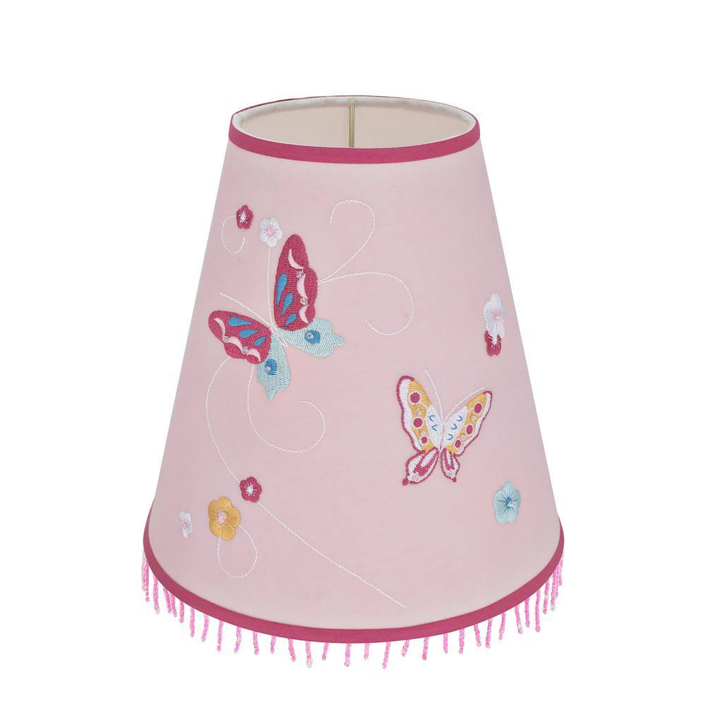 Aspen Creative Corporation 8 in. x 8-1/4 in. Pink and Butterfly Pattern Hardback Empire Lamp Shade