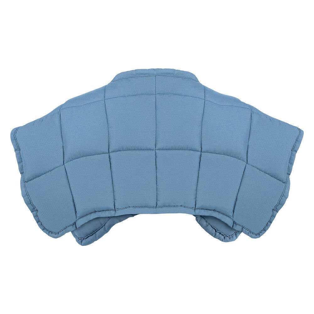 None Solid Blue Flannel 21 in. x 22 in. Weighted Blanket Weighted Shoulder