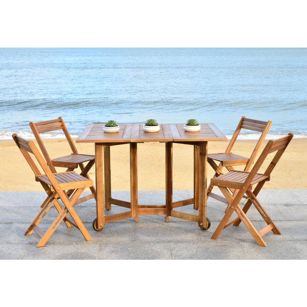 SAFAVIEH Arvin Teak Brown 5-Piece Wood Outdoor Dining Set