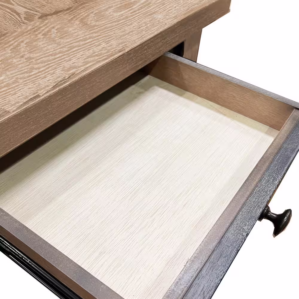 None Eva 55 in. Natural Oak Wood Counter Height Rectangular Dining Table