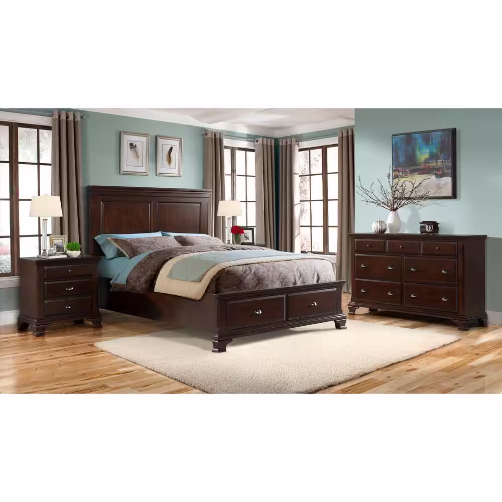 None Brinley Cherry King Storage Bed