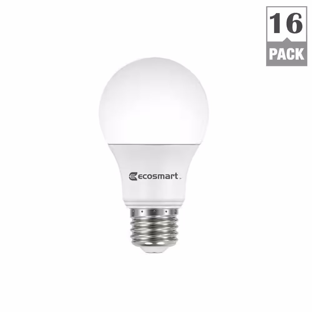 EcoSmart 60-Watt Equivalent A19 Dimmable ENERGY STAR LED Light Bulb Bright White (16-Pack)