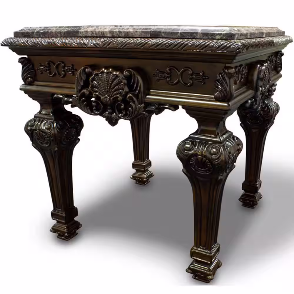 None Andrew 28 in. L Cherry Marble-Top Square End Table