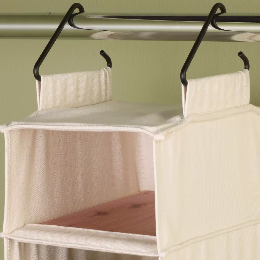HOUSEHOLD ESSENTIALS 50 in. H 10-Pair White Cotton Canvas Hanging Shoe Organizer
