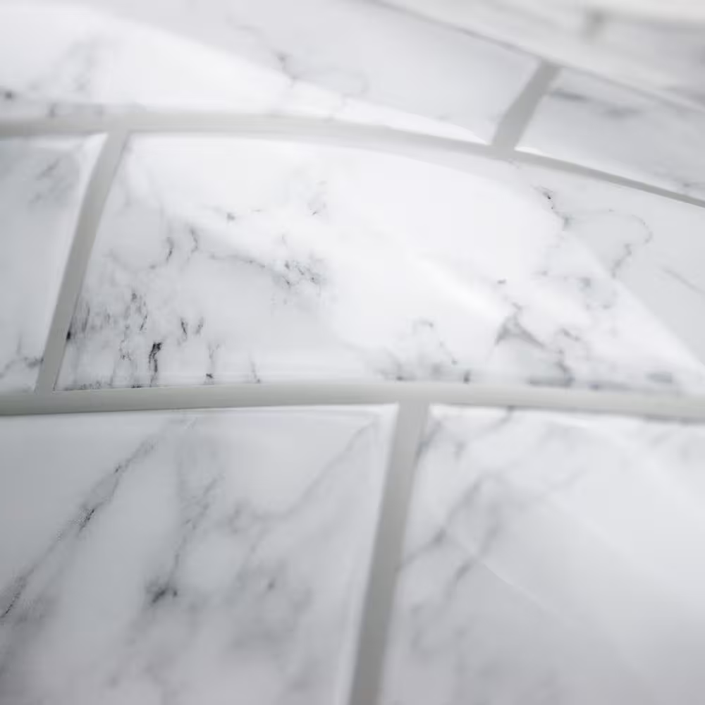 RoomMates White Carrara Marble Subway 10.5 in. x 10.5 in. x 0.06 in. Vinyl Peel and Stick Backsplash