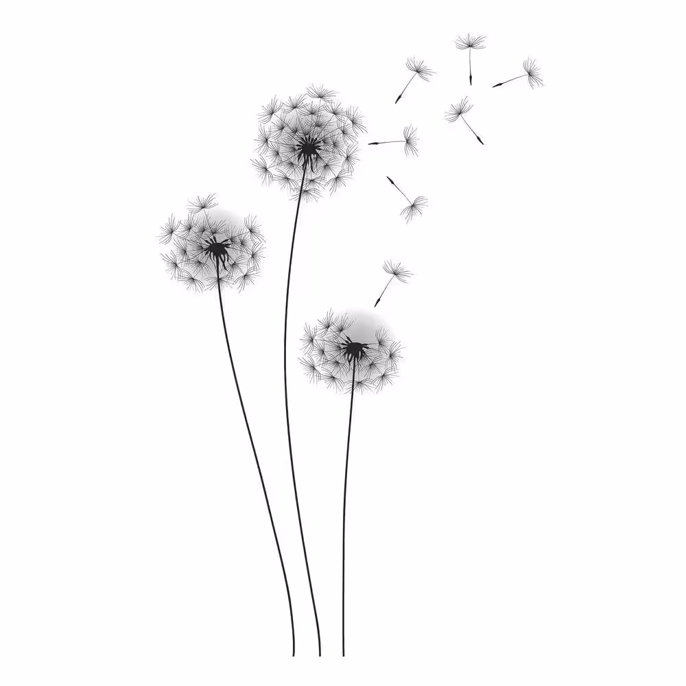 RoomMates 19 in. Black Whimsical Dandelion Peel and Stick Giant Wall Decals