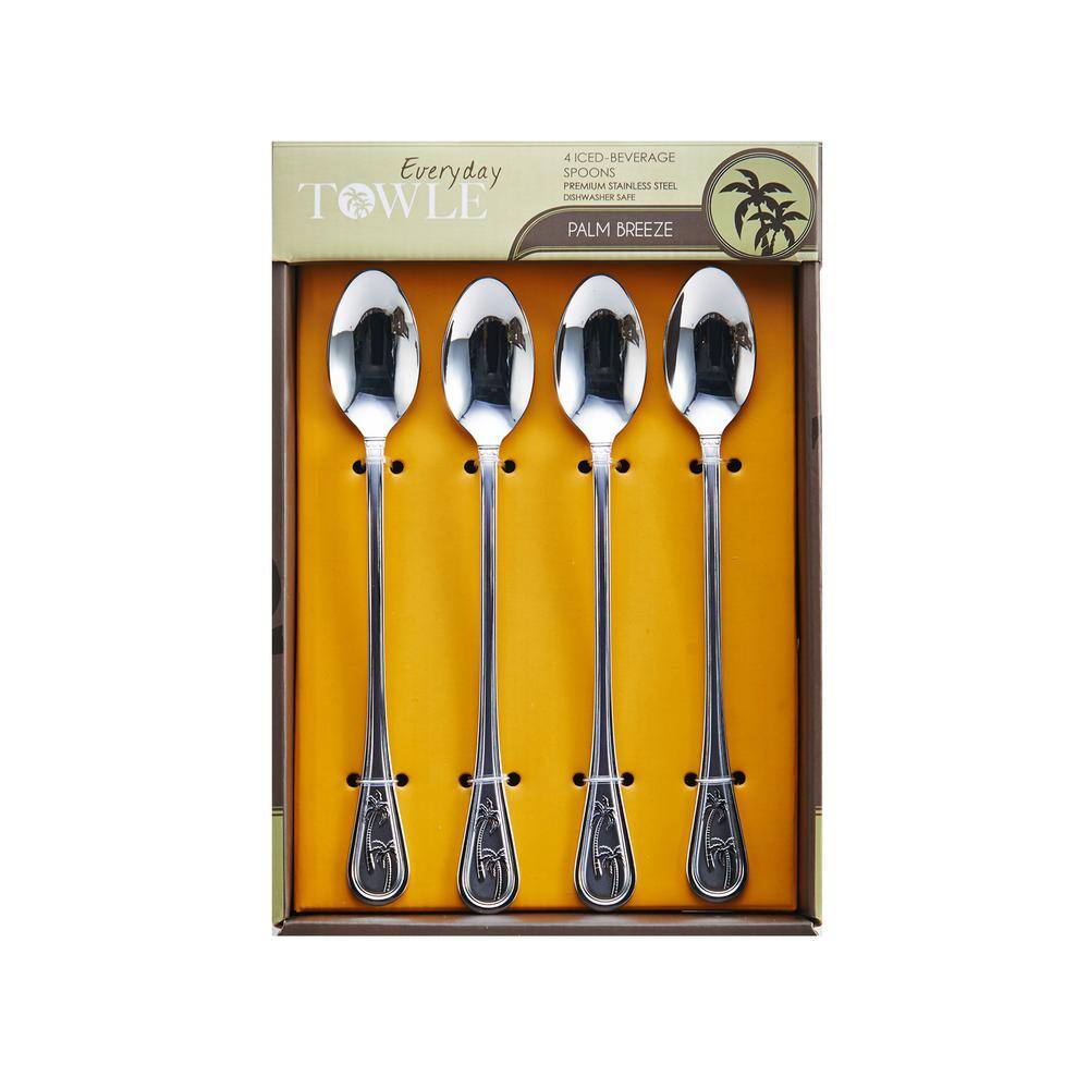 Towle Living Palm Breeze Stainless Steel Ice Beverage Spoons (Set of 4)