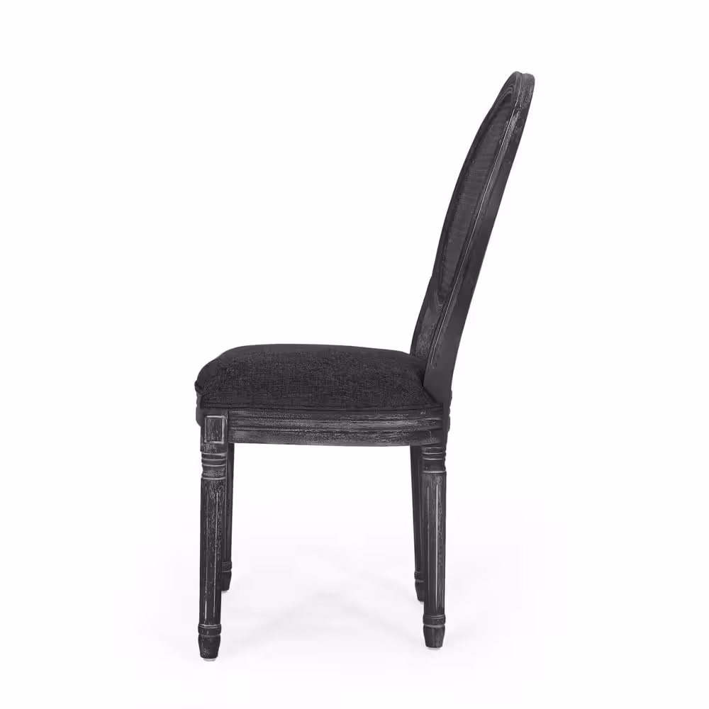 Noble House Acorn Gray Wood and Cane Upholstered Dining Chair (Set of 2)
