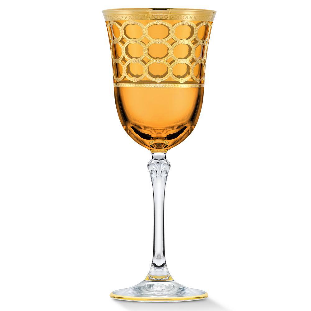 Lorren Home Trends 7 oz. Amber ad Gold White Wine Goblet Set (Set of 4)