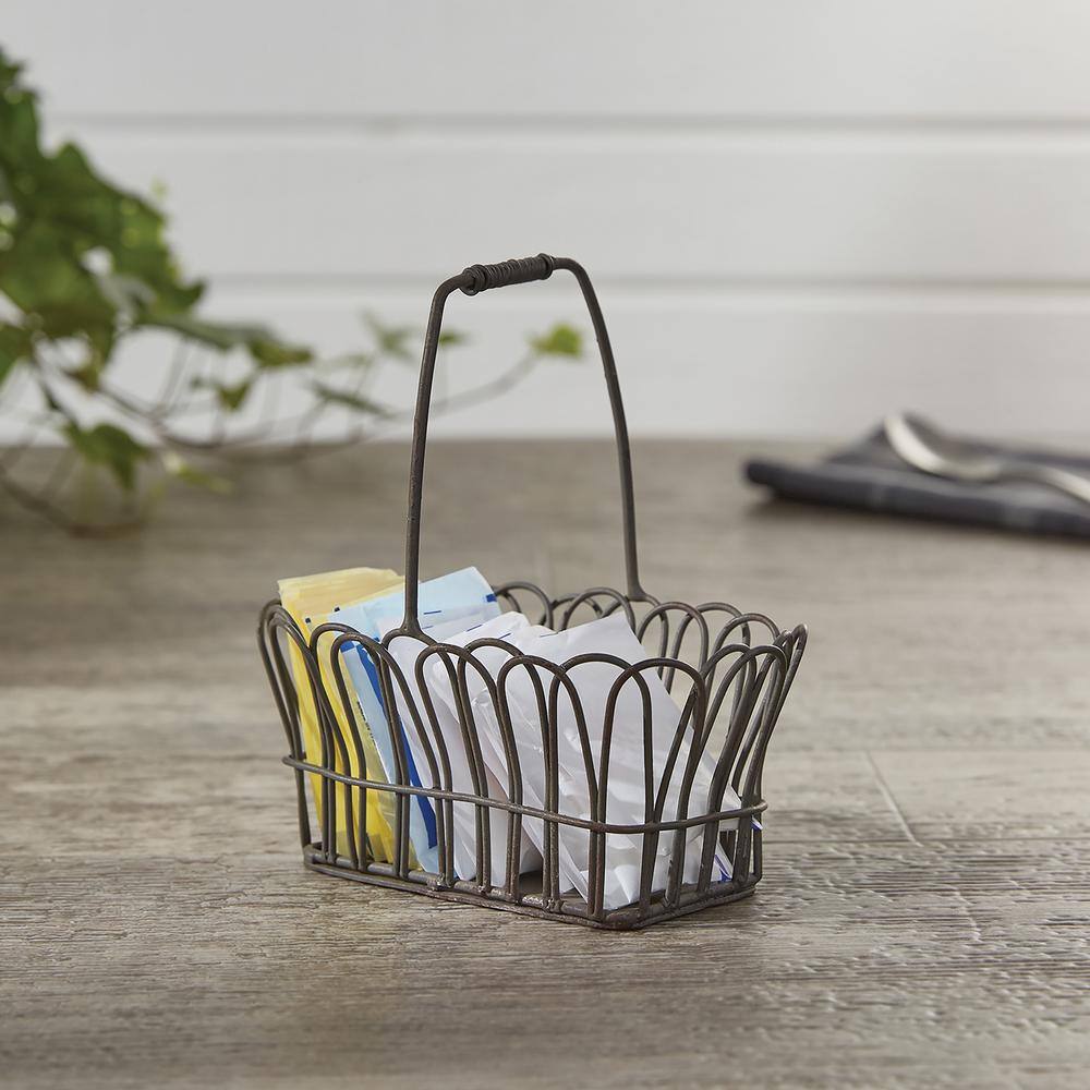 Park Designs 5 in. H x 5.25 in. W x 3.25 in. D Scalloped Vintage Metal Wire Condiment Caddy