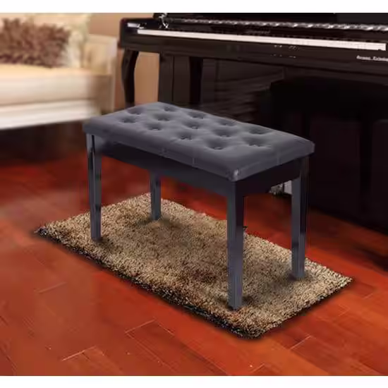 HOMCOM Black Faux Leather 2-Person Piano Bench