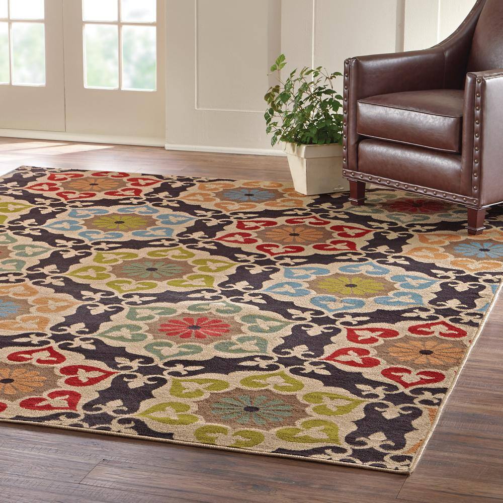 Home Decorators Collection Amelia Medallion Black 4 ft. x 6 ft. Area Rug