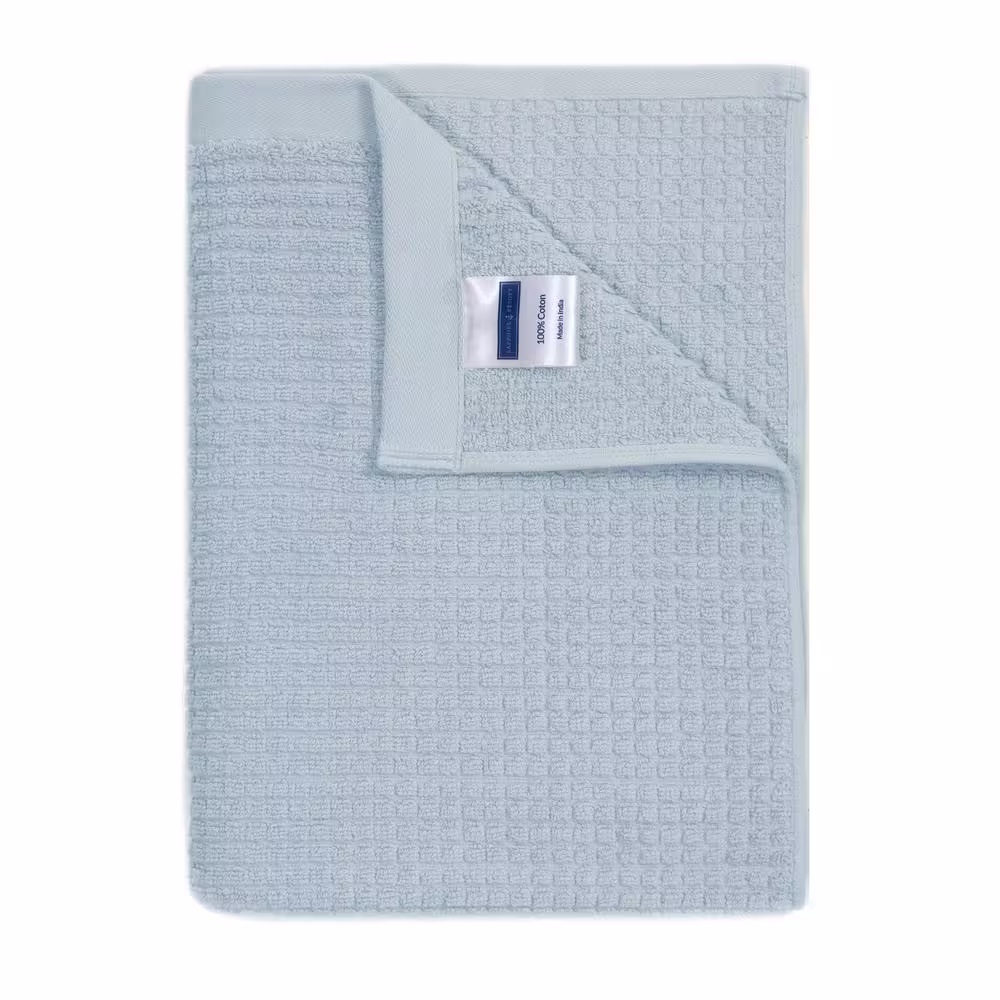None Mini Block 6-Piece Light Blue Solid Cotton Bath Towel Set