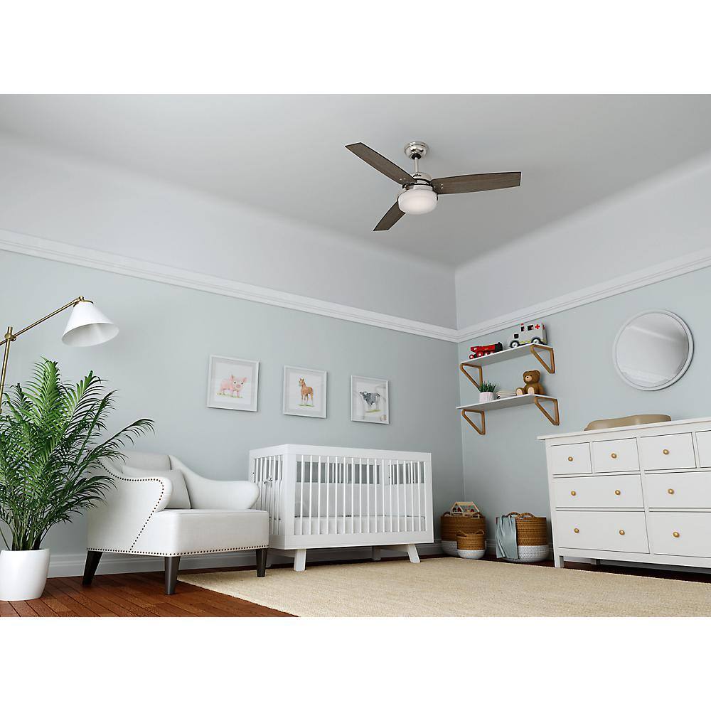 Hunter Sentinel 52 in. LED Indoor Brushed Nickel Ceiling Fan with Light Kit and Universal Remote