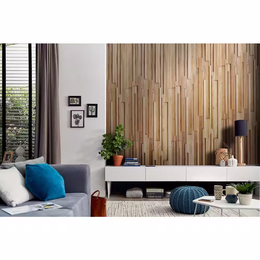 WALL!SUPPLY 0.98 in. x 3.94 in. x 30.71 in. Asian Teak Jointless Common Plank (18-Pack)