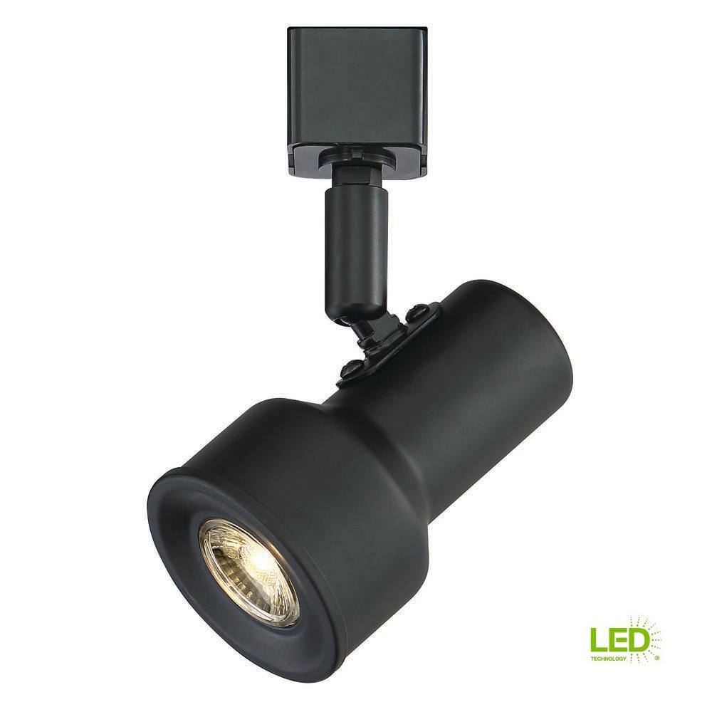 EnviroLite Small Solid Black Cylinder Integrated LED Fixed Track Lighting Step Head
