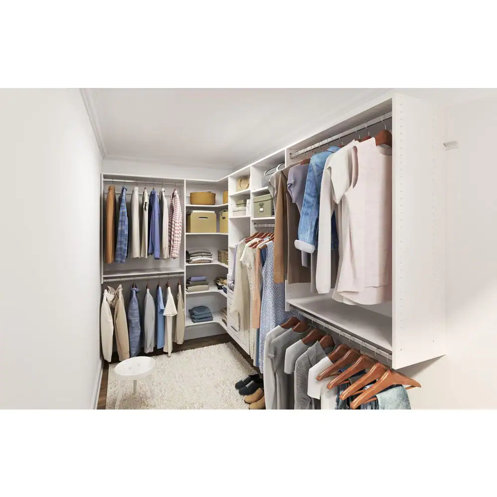 Closet Evolution Modern Raised Ultimate 84 in. W - 115 in. W White Corner Wood Closet System