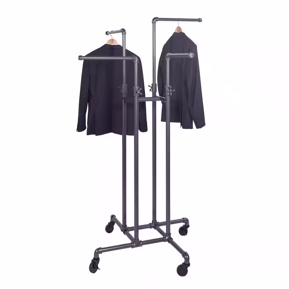 Econoco Adjustable Gray Steel Clothes Rack 16 in. W x 72 in. H