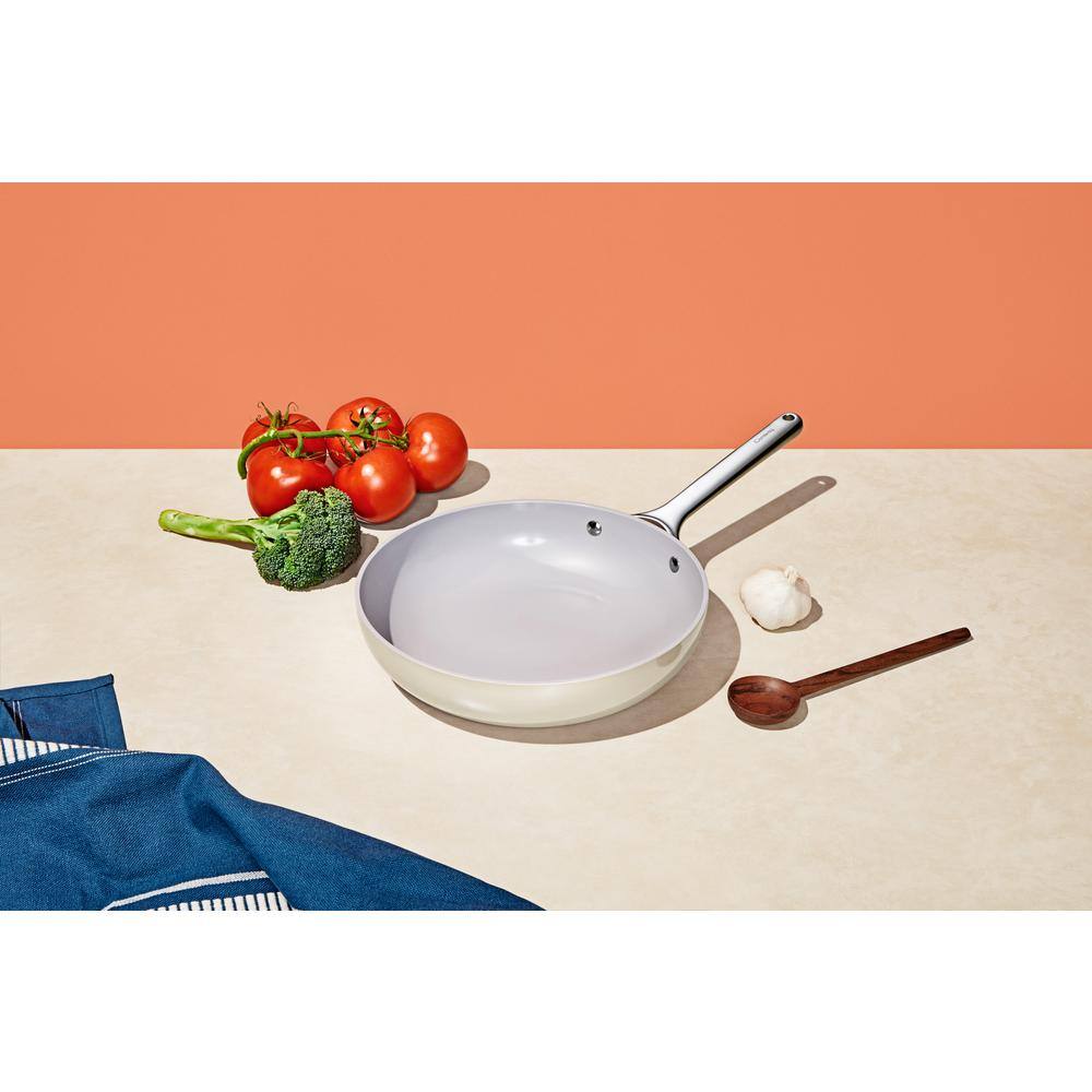 CARAWAY HOME 10.35 in. Ceramic Non-Stick Frying Pan in Cream