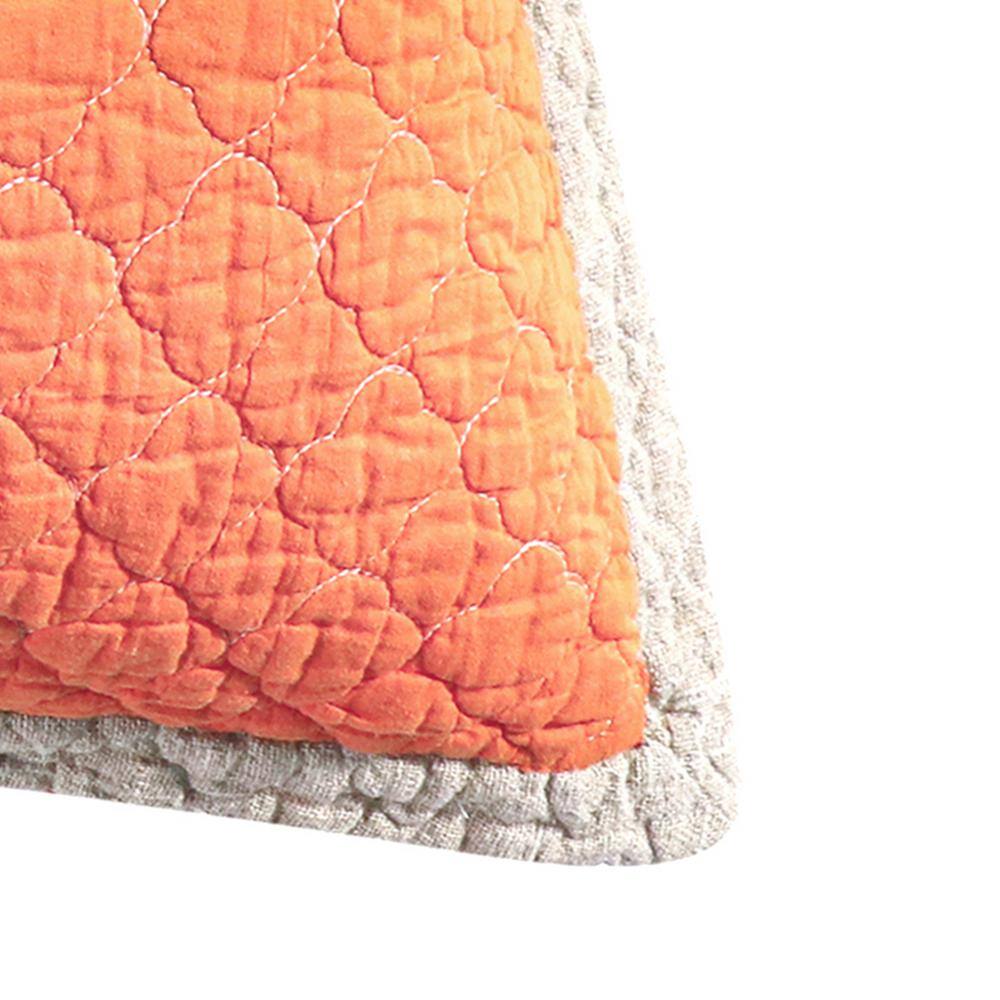 None Amelie Orange Quilted Cotton Euro Sham (Set of 2)