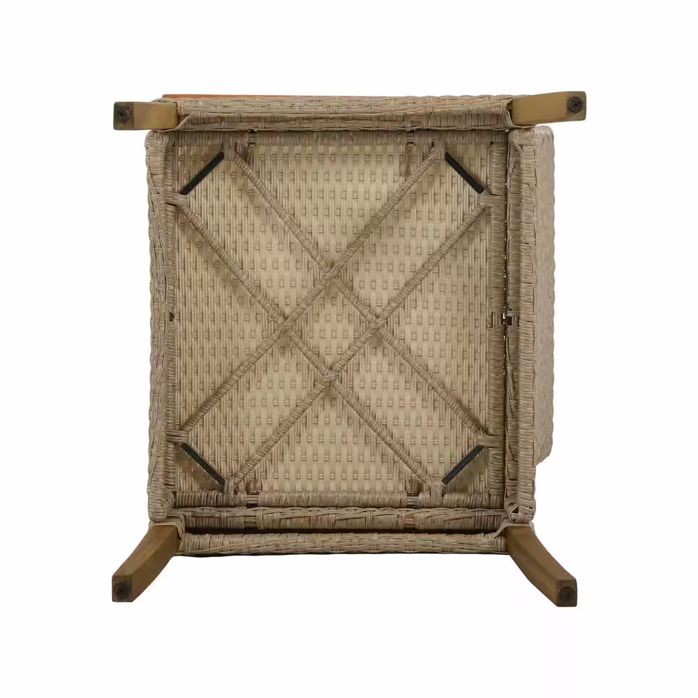 Harper & Bright Designs 7-Piece Brown Wood and Wicker Outdoor Dining Set with White Cushions