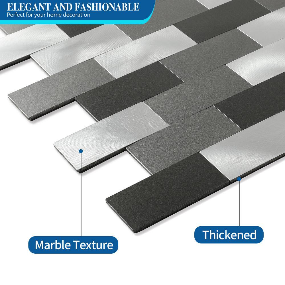 None Modern Metal Collection Sliver 12 in. x 12 in. in. Metal Peel and Stick Tile (5 sq. ft./5-Sheets)