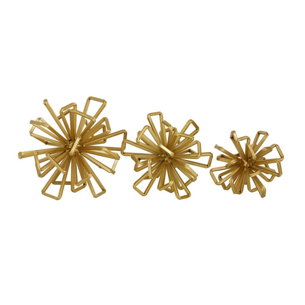 Litton Lane Gold Metal Geometric Sculpture (Set of 3)