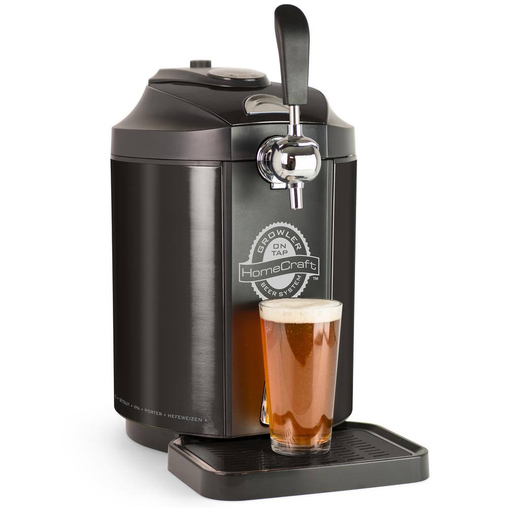 HomeCraft 169 oz. Black Stainless Steel On Tap Beer Growler System