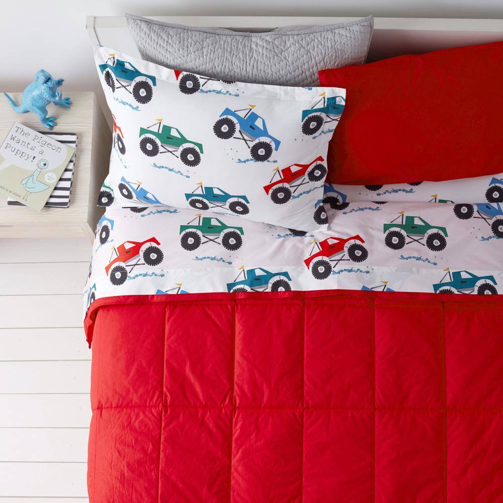 Company Kids by The Company Store Company Kids Monster Trucks Organic Cotton Percale Comforter Set