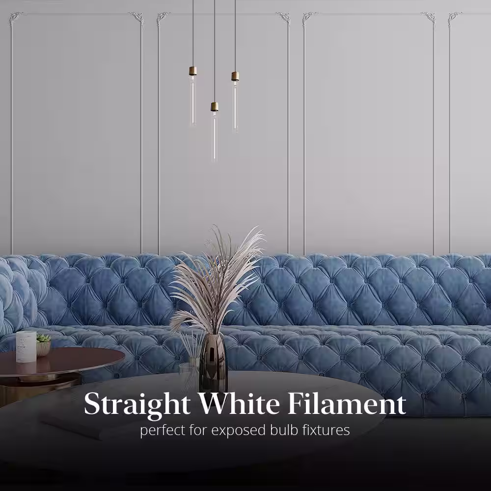 Feit Electric 60-Watt Equivalent T10XL Dimmable Straight White Thin Filament Clear E26 Vintage Edison LED Light Bulb, Soft White 2700K