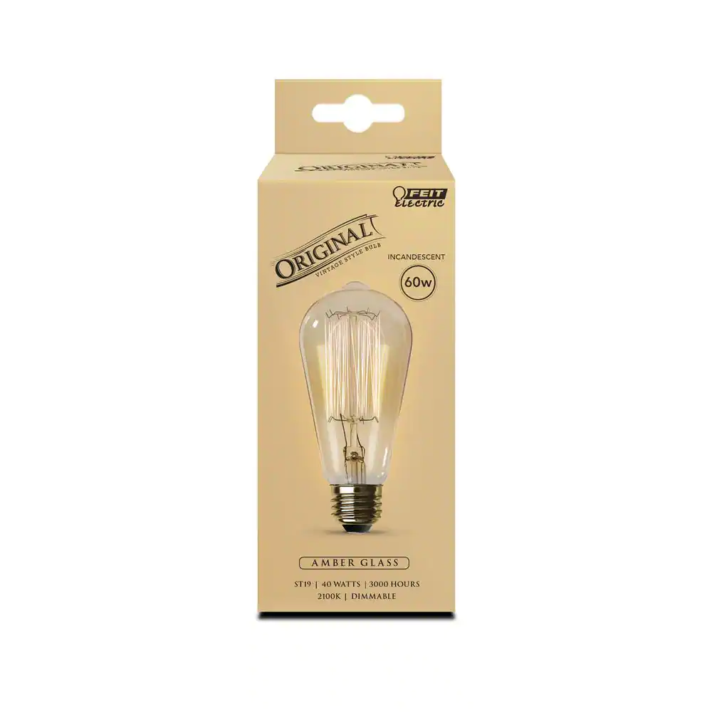 Feit Electric 60-Watt ST19 Dimmable Cage Filament Amber Glass E26 Vintage Edison Incandescent Light Bulb, Warm White