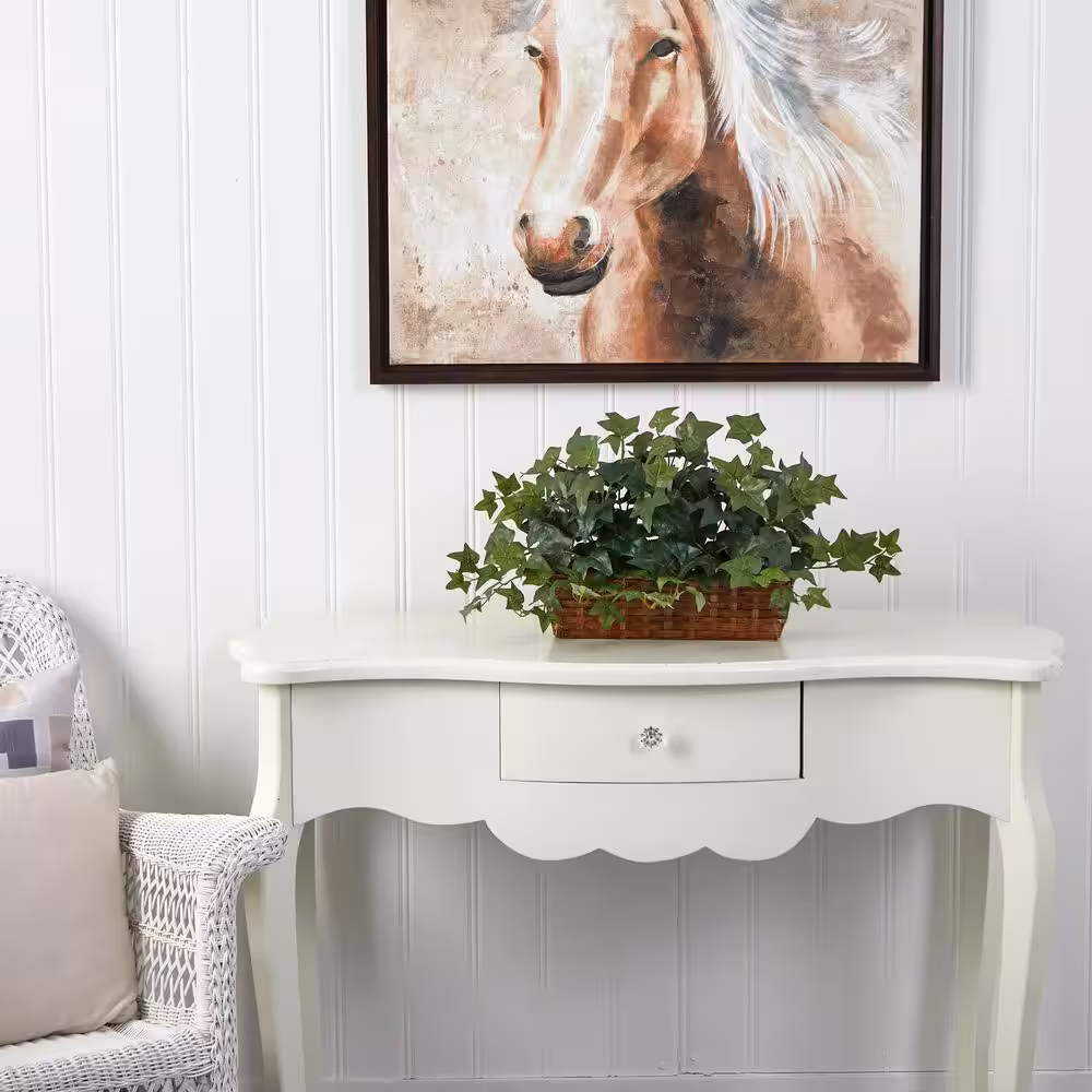 Nearly Natural Artificial Puff Ivy with Ledge Basket