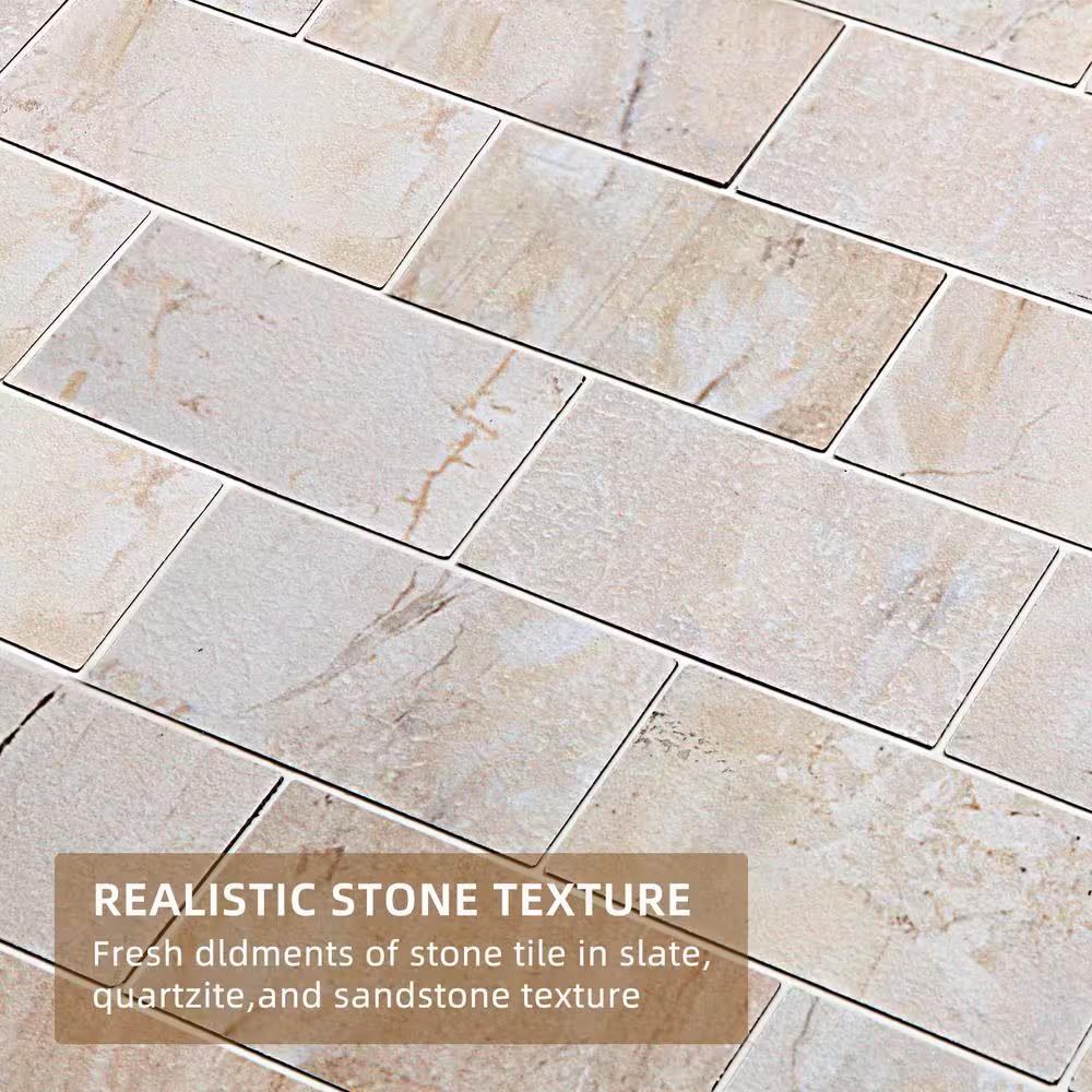 Yipscazo Sandstone Beige 12 in. x 12 in. PVC Peel and Stick Tile Backsplash (5 sq. ft./5 Sheets)