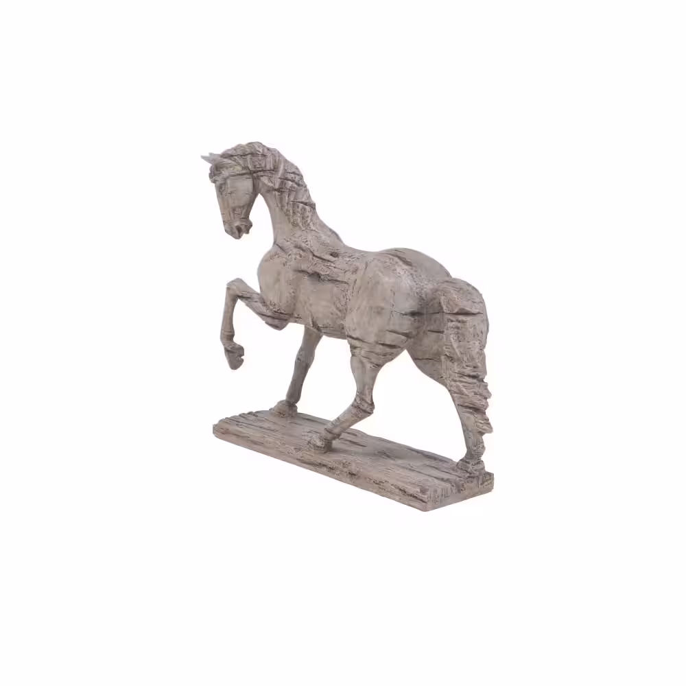 Litton Lane Beige Polystone Prancing Horse Sculpture