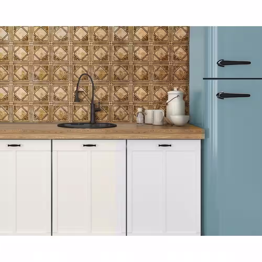 INNOVERA DECOR BY PALRAM 18.5'' x 24.3'' Artnouvo Decorative 3D PVC Backsplash Panels in Bronze 1-Piece