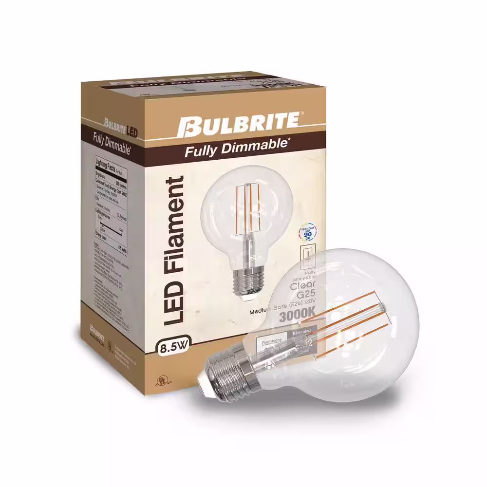 Bulbrite 60-Watt Equivalent G25 Clear Dimmable Edison LED Light Bulb Soft White (2-Pack)