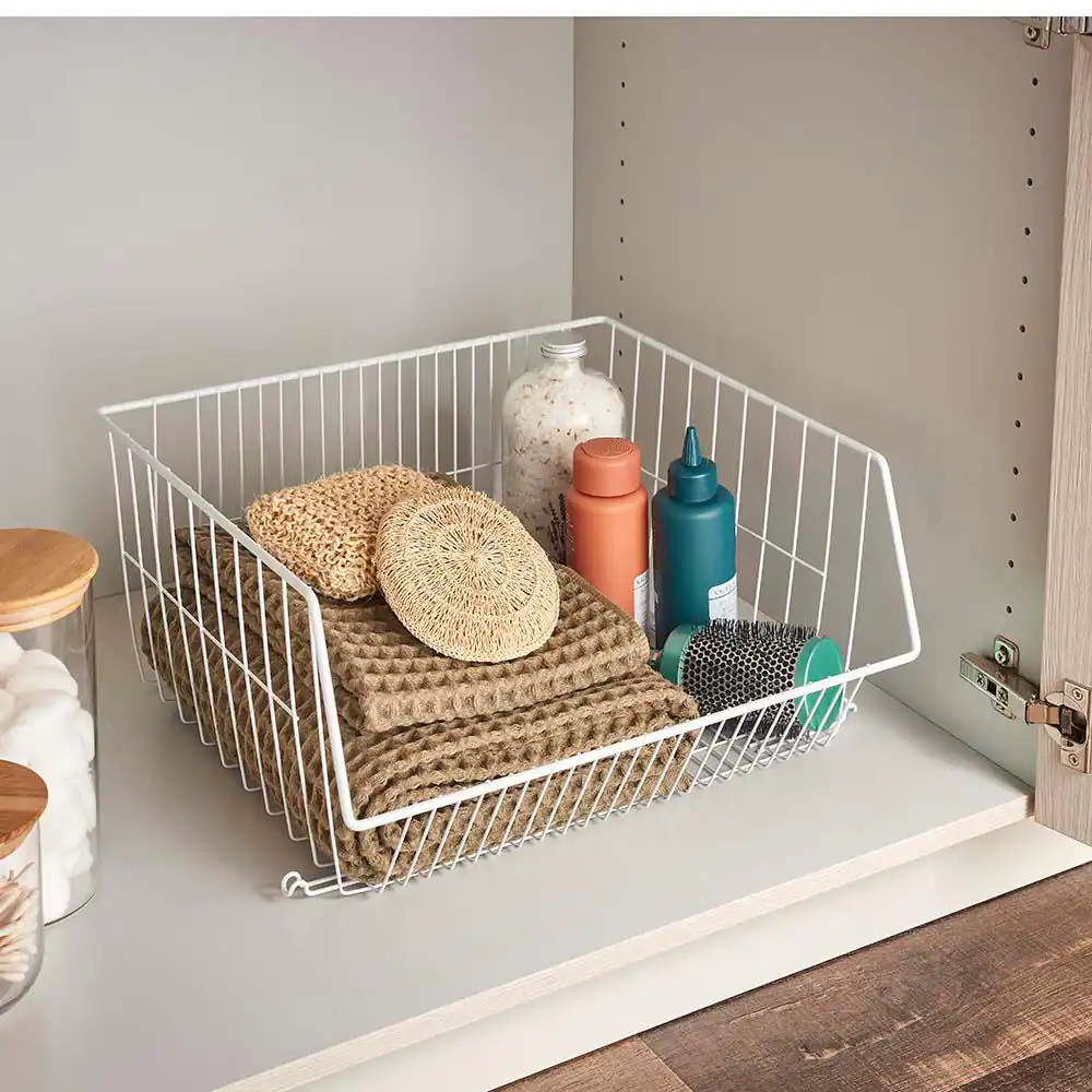 ClosetMaid 8.25 in. H x 16.375 in. W White Steel 1-Drawer Close Mesh Wire Basket