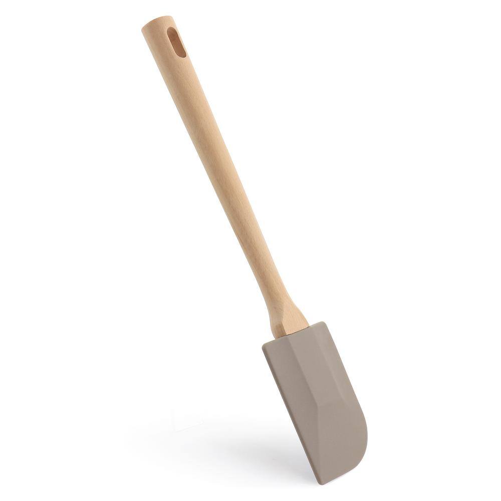 None Beech Wood Silicone Spatula in Gray