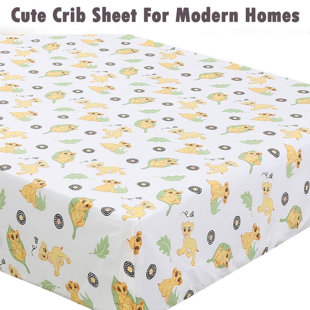 None Animal Giraffe Print Lion King Safari 3 Piece Colorful Yellow Green Tan Cotton Crib/Toddler Fitted Sheets