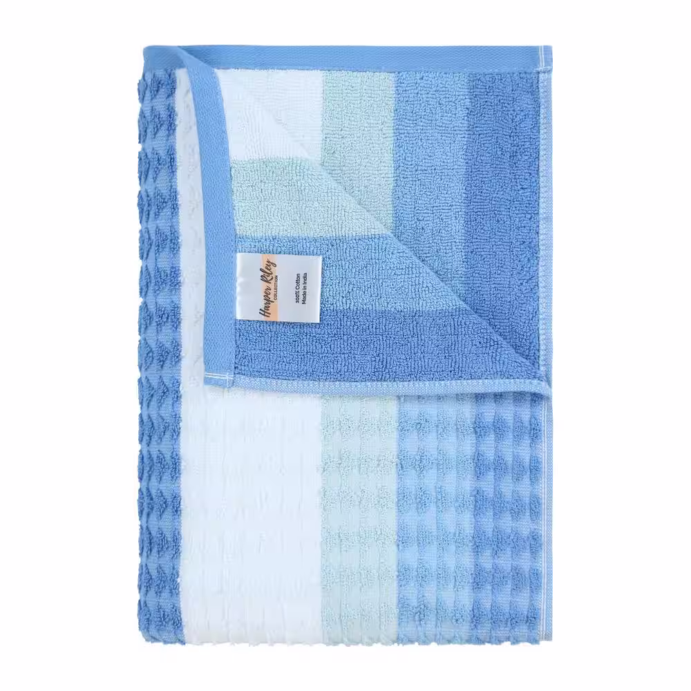 None Diamond Zen 6-Piece Heritage Blue Jacquard Cotton Bath Towel Set