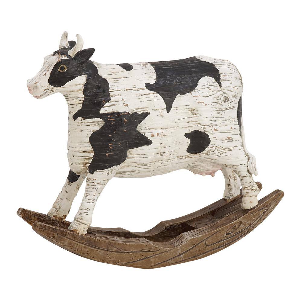 Litton Lane White Polystone Cow Sculpture