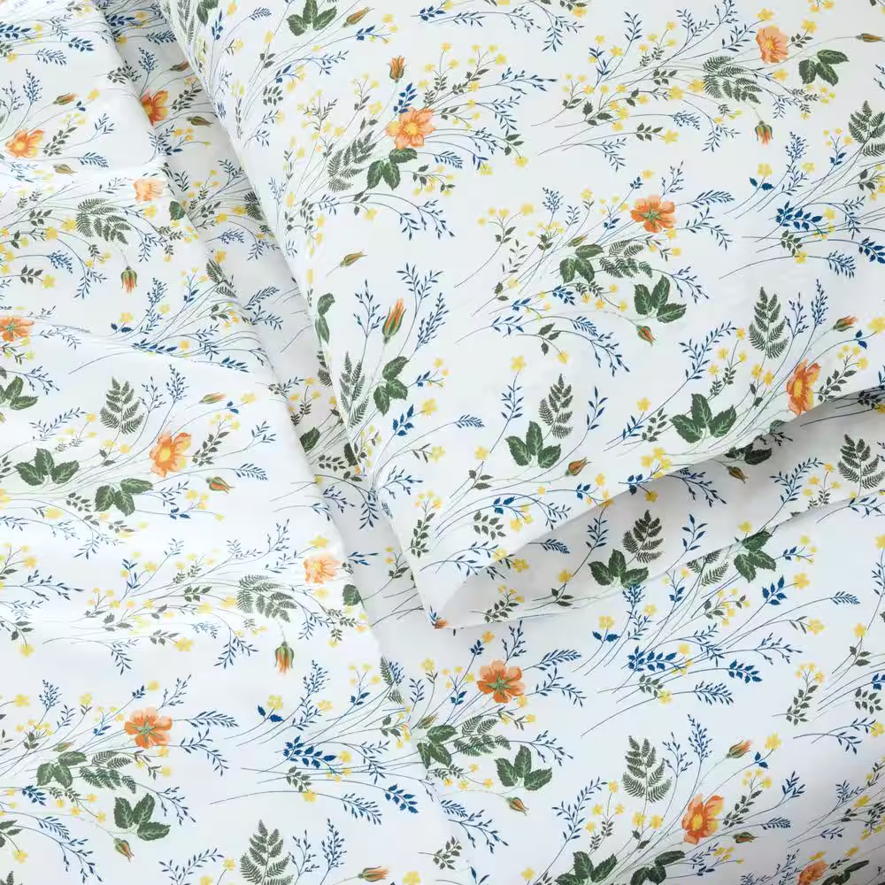 StyleWell Brushed Soft Microfiber Multi-Color Botanical Floral 3-Piece Twin/Twin XL Sheet Set